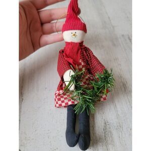 Plush snowman garland plaid ornament Xmas decor